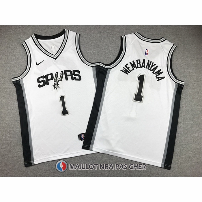 Maillot Enfant San Antonio Spurs Victor Wembanyama NO 1 Association 2022-23 Blanc